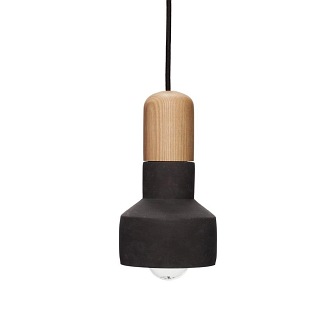 Industrialna lampka wisząca Concrete czarna drewno